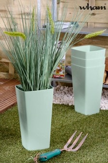 Wham Set of 4 Green Studio 16cm Tall Square Plastic Planters
