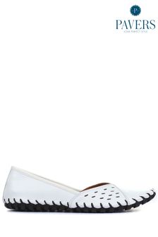 Pavers White Leather Ladies Slip-On Shoes (463366) | £40