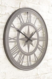 Black Outdoor Compass Wall Clock