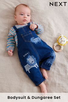 Blue Lion Baby Denim Dungaree And Bodysuit Set (0mths-2yrs) (469194) | £22 - £24