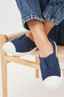 Navy Slip On Canvas Shoes (469603) | £19