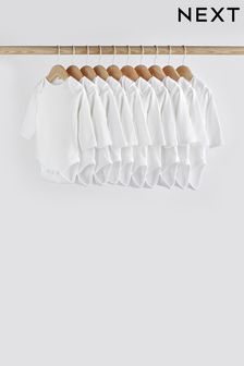 White Baby 10 Pack Essential Long Sleeve Bodysuits (470415) | £20 - £24