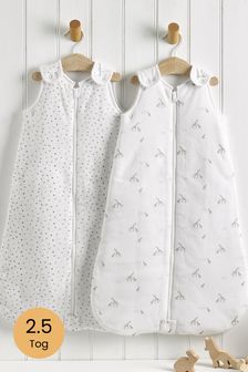 2 Pack Cream Baby Gentle Giraffe 100% Cotton 2.5 Tog Sleep Bags (470866) | £42 - £50