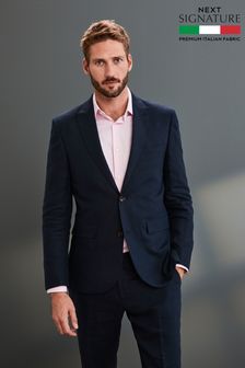 Navy Blue Slim Fit Signature Nova Fides 100% Linen Suit (471763) | £134