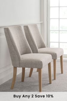 Set of 2 Chunky Weave Mid Natural Wolton Dining Chairs (472843) | £340