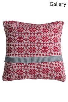 Gallery Direct Red Knitted Fairisle Pattern Cushion