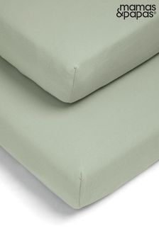 Mamas & Papas Sage Twin Pack Cotbed Fitted Sheets