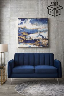 Opulent Velvet Dark Navy Blue Paige Chrome Leg Compact 2 Seater 'Sofa In A Box' (473871) | £450