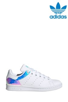 adidas Originals White/Silver Stan Smith Youth Trainers