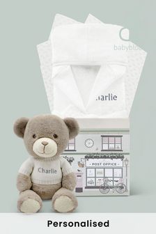 Babyblooms Personalised Bathrobe and Charlie Bear Soft Toy (477205) | £64
