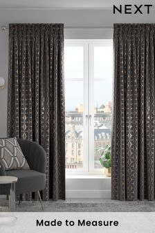Grey Bronze Geo Star Made To Measure Curtains