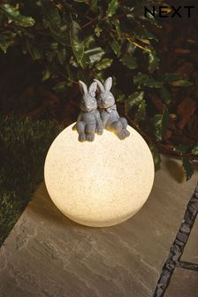 Grey Large Playful Rabbits Solar Ball (47A780) | £42