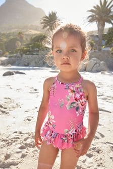 Pink Floral Skirted Swimsuit (3mths-7yrs) (480486) | £12 - £14