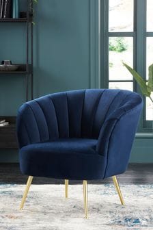 Opulent Velvet Dark Navy Blue Stella Accent Chair