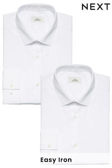 White Slim Fit Single Cuff Shirts 2 Pack (481864) | £30 - £32