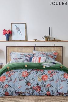 Joules Blue Chinoise Floral Duvet Cover and Pillowcase Set