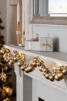 Gold Lit Decorative Bauble Christmas Garland (484767) | £26