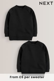 Black 2 Pack School Crew Sweaters (3-16yrs) (486291) | £16 - £28