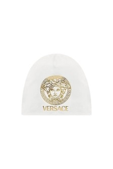 Versace Baby White Cotton Hat