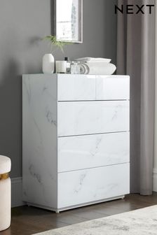 Marble Effect Sloane Glass Multi Chest Of Drawers