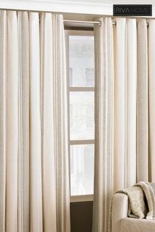 Riva Home Coffee Beige Broadway Striped Eyelet Curtains