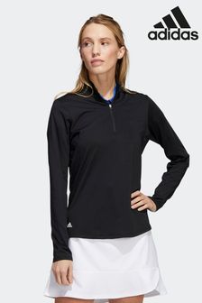 adidas Womens Black Half Zip Golf Long Sleeve Top