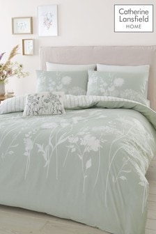 Catherine Lansfield Green Meadowsweet Duvet Cover and Pillowcase Set (488536) | £16 - £32