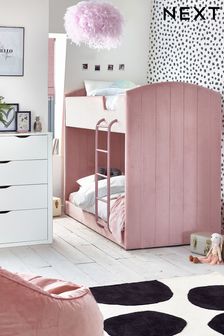 Stella Blush Pink Velvet Upholstered Bunk Bed (489271) | £699