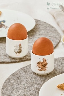 White Royal Worcester Wrendale Chicken Egg Cups