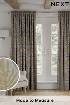 Grey Contemporary Textured Leaf Made to Measure Curtains