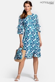 HotSquash Blue Print Chiffon Dress