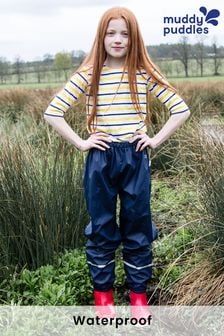 Muddy Puddles Navy Rainy Day Waterproof PU Over Trousers