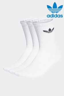 adidas Originals White Trefoil Crew Socks 3 Pack