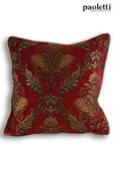 Riva Paoletti Burgundy Red Shiraz Traditional Jacquard Feather Filled Cushion