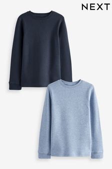 Blue/Navy Long Sleeve Thermal Tops 2 Pack (2-16yrs) (497035) | £15 - £19