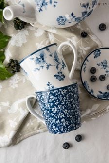 Laura Ashley Set of 2 Blue Blueprint Collectables Mugs