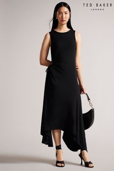Ted Baker Giullia Black Jersey Dress With Ruched Circle