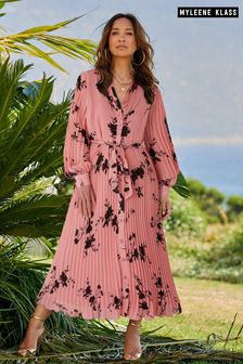 Myleene Klass Pink Pleated Shirt Dress (4VQ714) | £85