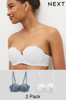 Blue/White Lace Light Pad Strapless Multiway Bras 2 Pack (4XX988) | £29