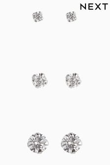 Sterling Silver Crystal Stud Earrings 3 Pack (502808) | £12.50