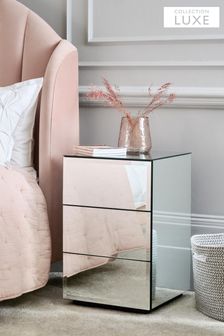 Mirror Sloane Glass Collection Luxe 3 Drawer Bedside Table