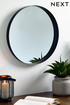 Black Black Round Wall Mirror