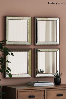Gallery Home Set of 4 Silver Bambra Silver Mirrors