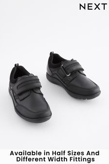 Black Standard Fit (F) School Leather Single Strap Shoes (506696) | £30 - £41