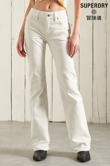Superdry Cream Mid Rise Slim Cord Flare Jeans