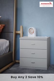 Wiemann Grey Peyton 3 Drawer Bedside Table (512034) | £215
