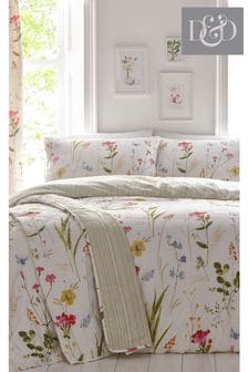 D&D White Spring Glade Floral Quilted Bedspread (518290) | £45