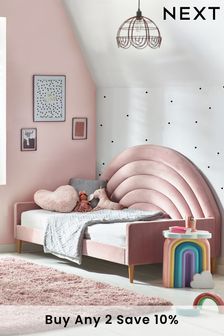 Opulent Velvet Blush Pink Rainbow Kids Upholstered Daybed Bed Frame (519059) | £699
