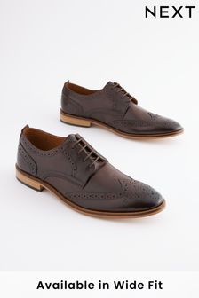 Brown Regular Fit Contrast Sole Leather Brogues (521565) | £65