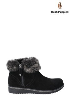 Hush Puppies Black Penny Zip Ankle Boots